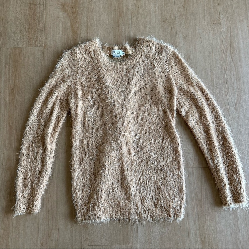 Molly Bracken Cozy Soft Eyelash Sweater with Lace Inset at Back